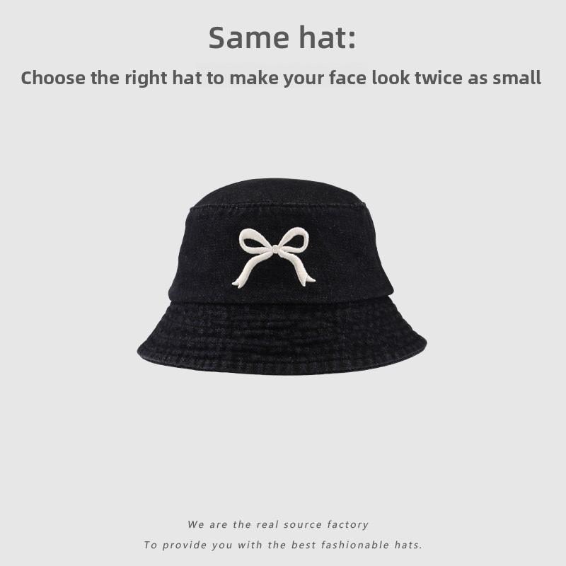 The same bucket hat women's spring and summer washed big eaves vacation burrs denim sunscreen sun hat, outdoor mountaineering hat