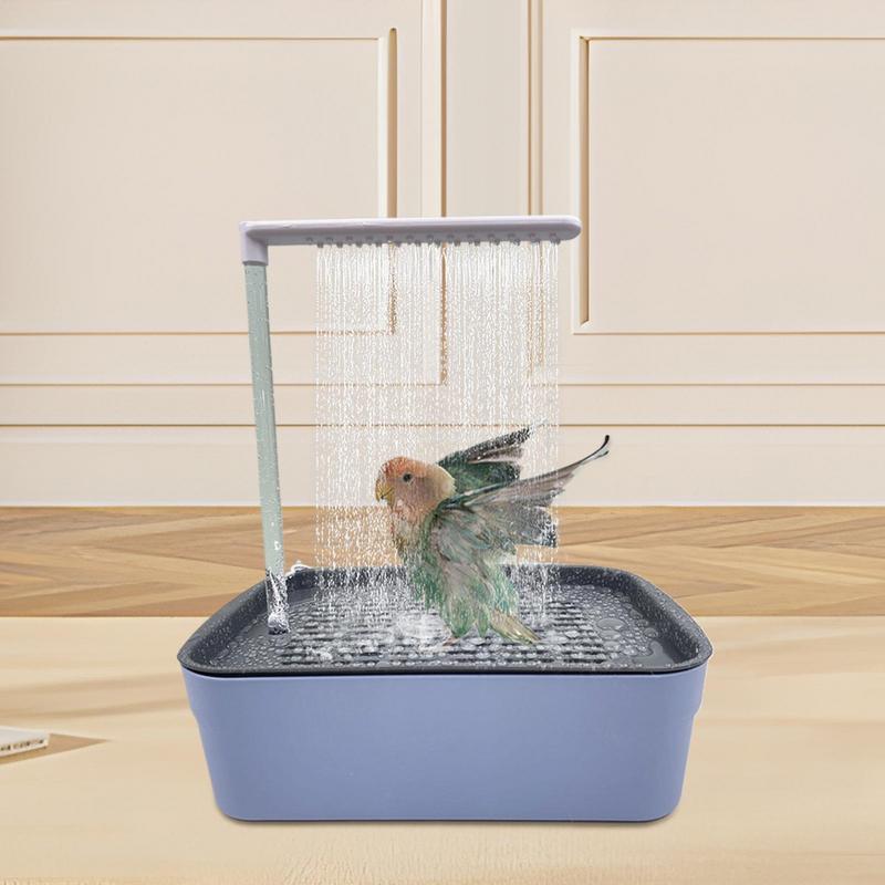 blue Bird Bathing Tub Shower Box Automatic Parrot Bath Fountain Multipurpose Bird Bathtub for Cockatiel African Grey Cleaning
