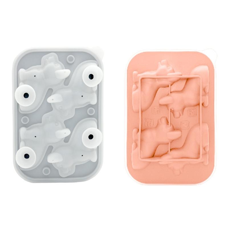 

4 Cavity 3D Dog Ice Cubes Mold Food Grade Silicone Round Ice Ball Maker Drink Accessories Practical Kitchen Gadget