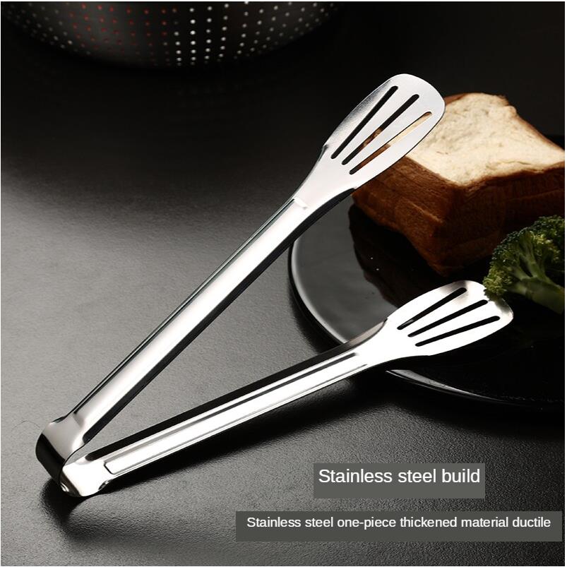 

Щипцы для еды из нержавеющей стали, кухонная утварь, кухонный инструмент для шведского стола, антитермический зажим для хлеба, зажим для выпечки серебряный