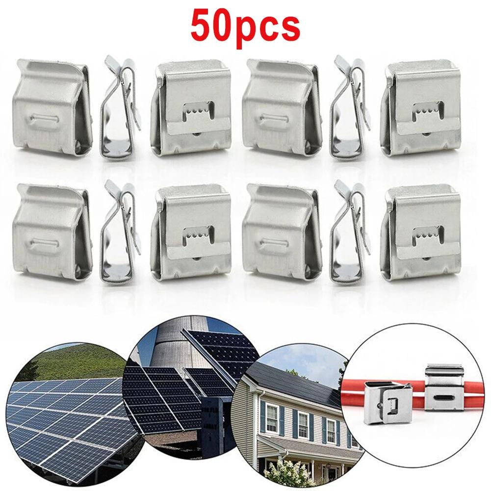 Brand New High Quality Solar PV Cable Clips Cable Clamp Stainless Steel 20/30/50/100pcs For Solar Mounting Frame