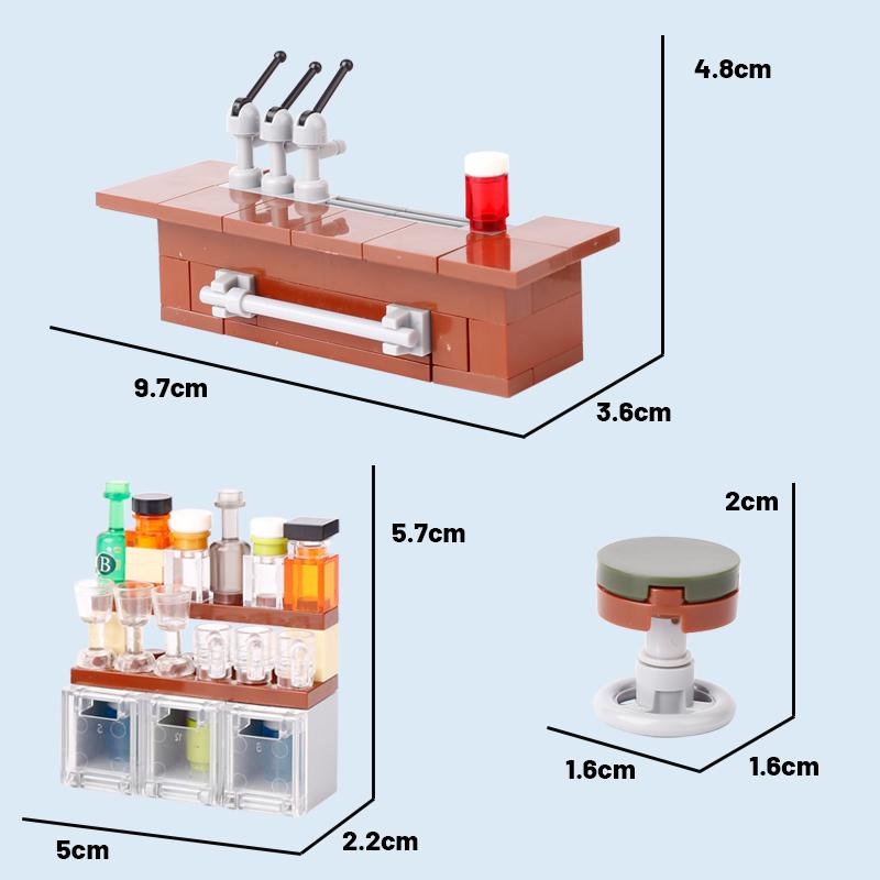 MOC City Stavebnice Scéna Doplňky Nábytek Postel Toaleta Vana Piano TV Pohovka Odpadkový koš Kuchyňské spotřebiče Cihlová hračka S14