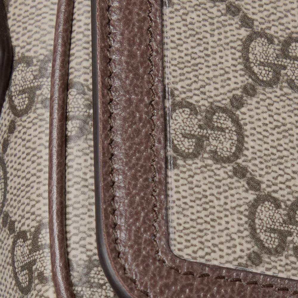 Gucci Gucci GG Supreme Canvas Crossbody Bag, Brown Leather Trim Web Stripe, Women's Daily Business Travel Shoulder Bag 838471-FAE0P-9746