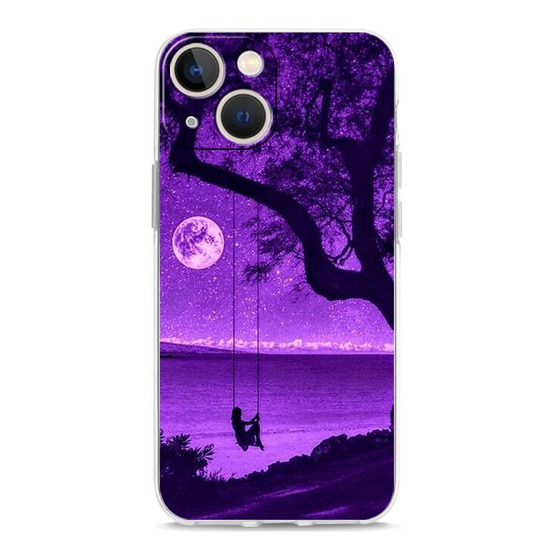 infinity on Purple Transparent Phone Case For iPhone 15 16 14 13 12 11 Pro Max XS X XR SE 7 8 Plus TPU Clear Lens Protect Cover