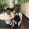 Petite Women's Elegant Summer Dress with Lining & Zipper - Loose, Bud-Shaped Short Skirt