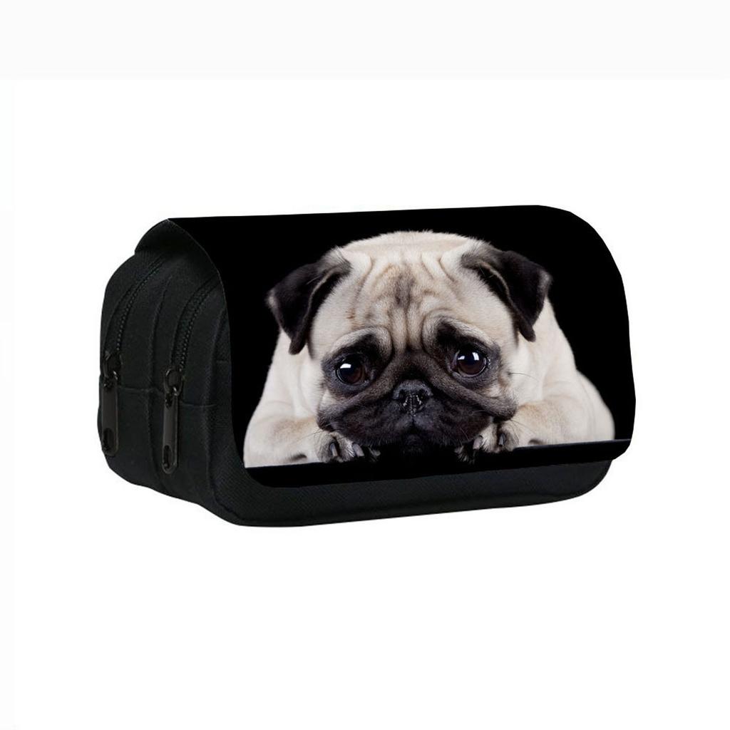 Uroczy piórnik z nadrukiem szczeniąt, dwuwarstwowy, dla uczniów szkół średnich i dzieci