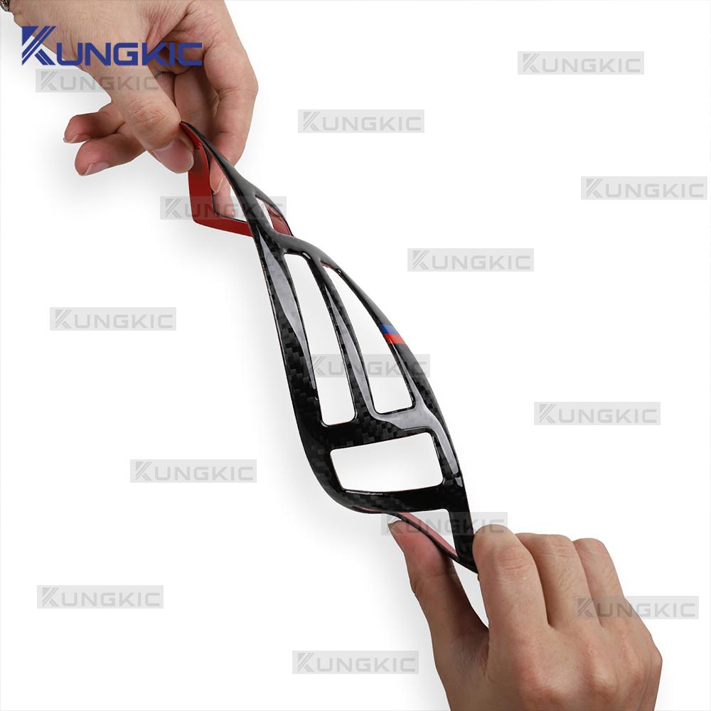 For Volkswagen VW Tiguan AD1 mk2 2018 2019 2020 2021 Real Soft Carbon Fiber Glossy Black Sticker LHD RHD Car AC Switch Panel
