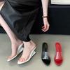 Fashion New PVC Transparent Wedge Slippers Women Sexy Open Toe Slide Sandals 2025 Summer Elegant Designer Shoes Sandalias De Mujer