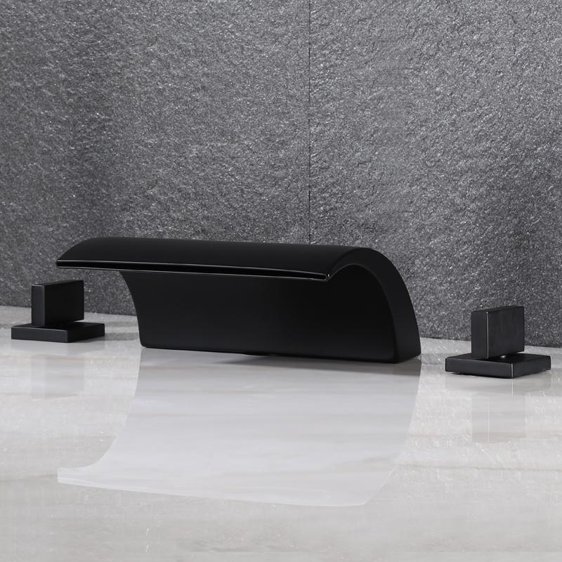 Brushed Gold/Black/Chrome Bathroom Bathtub Faucet Brass Double Handle Waterfall Water Bath Faucet Split Shower Faucet