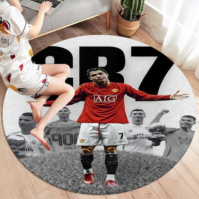CR7 Round Area Rug,Carpet Rug for Living Room Bedroom Sofa Playroom Decor,Non-slip Floor Mat