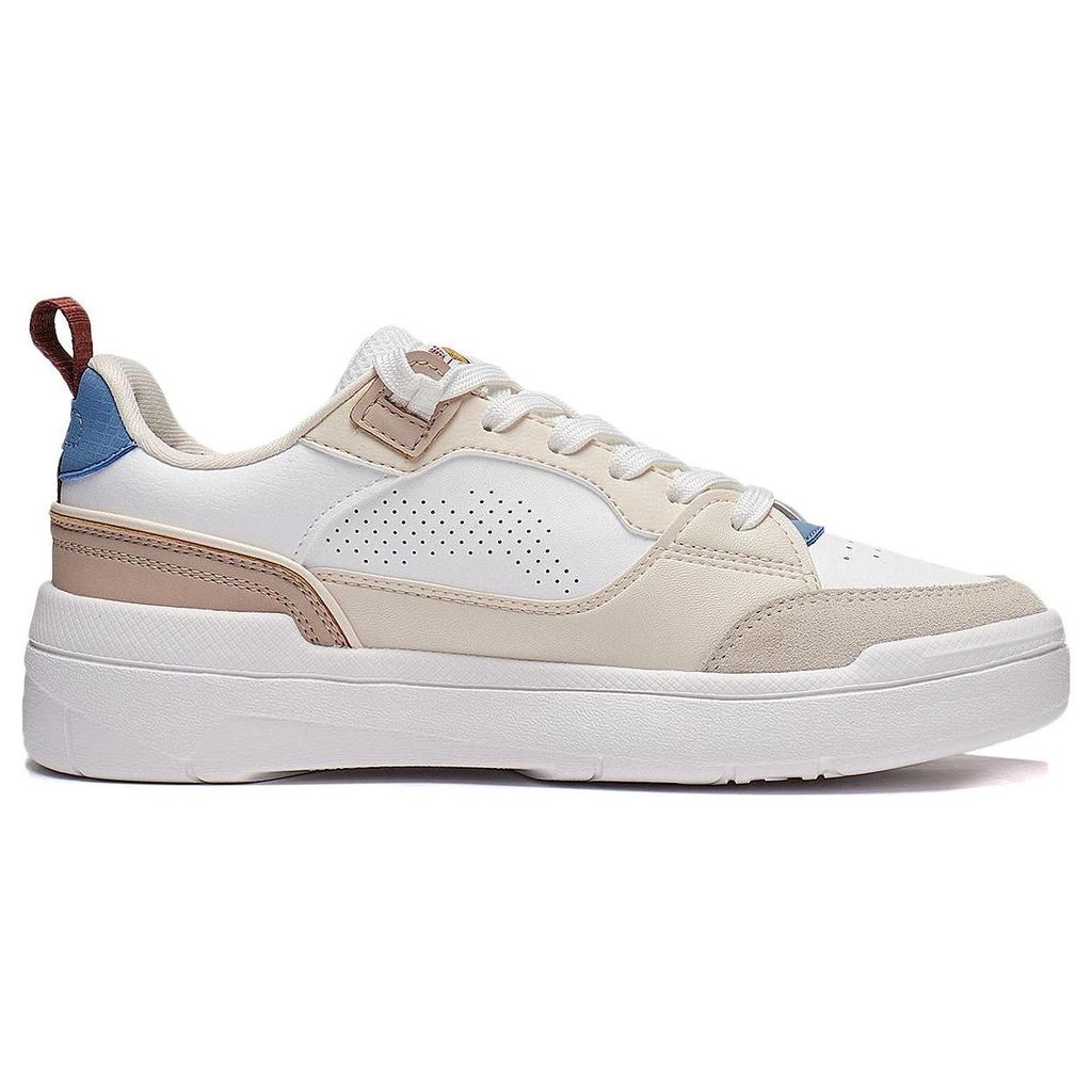 Li Ning Common 80s Slip Resistant Abrasion Resistant Low top Skateboard Shoes Women's Brown White AGCT228-3