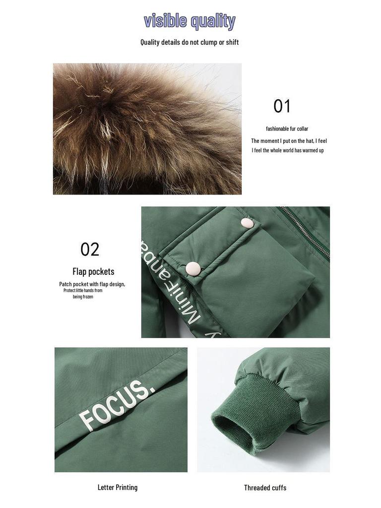 Girls' Winter 2025 Fashionable Mid-Length Cotton-Padded Coat