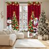 Set Of 2 Jit Festive Floral Print Curtain Xmas Window Decor Polyester Holiday Home Room Darkening Made With Rod Pocket