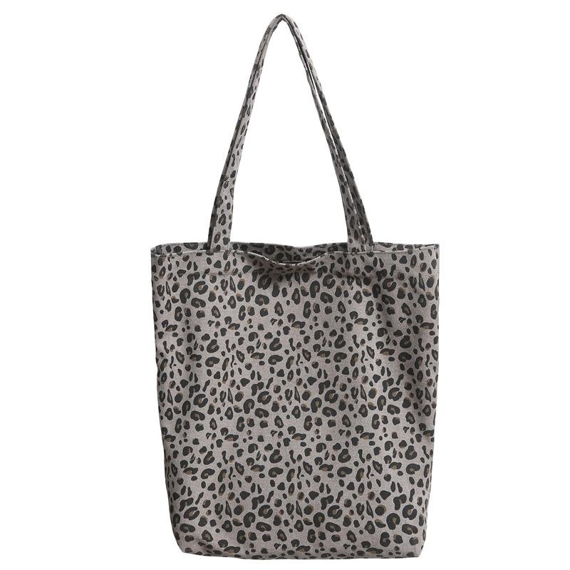 Leopard Print Large Capacity Tote Bag Women's Shoulder Bag Student Class Canvas Bag