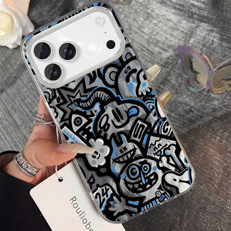 Graffiti Cartoon Hard Shell Case for Apple iPhone 13, 14, 15, 16Plus, 17Pro