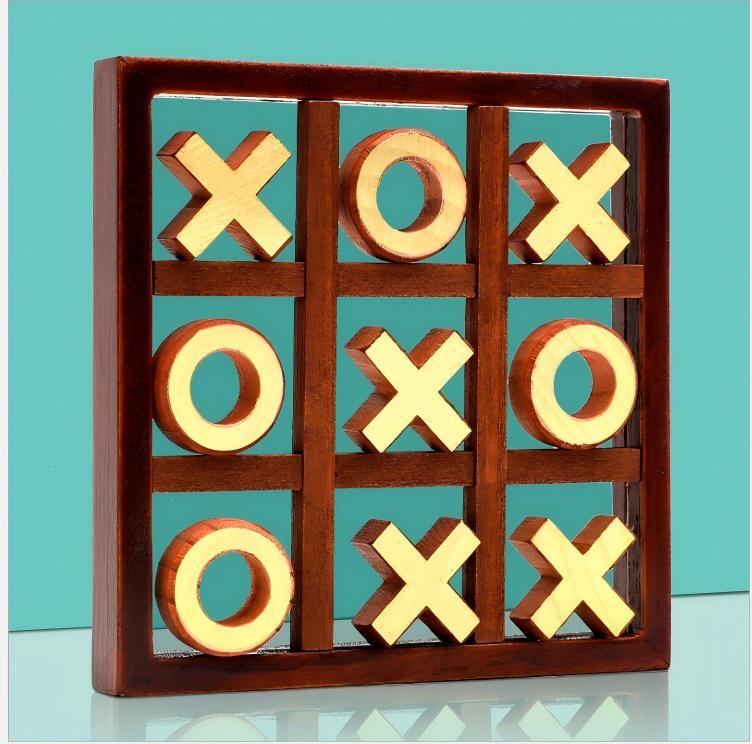 XO Wooden Chess and Tic-Tac-Toe Set: Double Player, Parent-Child Educational Toy for Kindergarten.