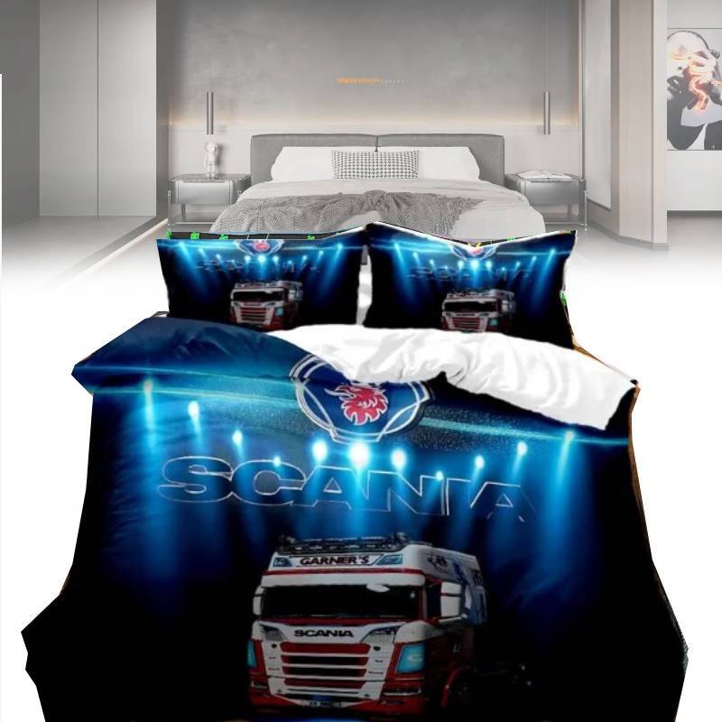 Printed Trucks Scania Duvet Cover Pillowcase Bedding Set Childrens Decor Bedroom