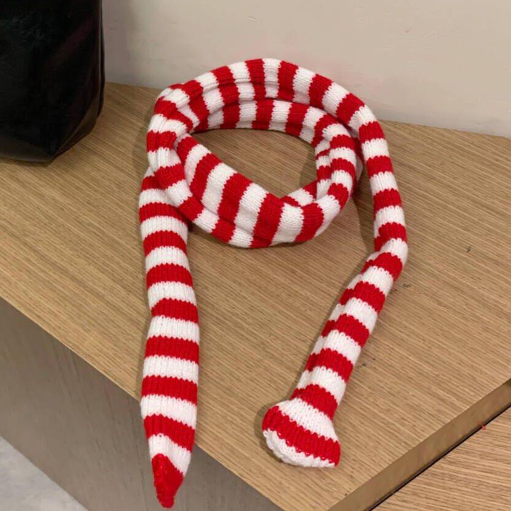 Y2k Style Stripe Scarf Women Girls Goth Punk Long Knitted Scarves Fashion Lady Clothes Decorate Scarf 2024 New Neckerchief