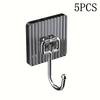 5pcs No-drill Hooks---Traceless Hooks Kitchen Bathroom Bathroom Organization Supplies Super Strong Self-adhesive, Utility Hooks