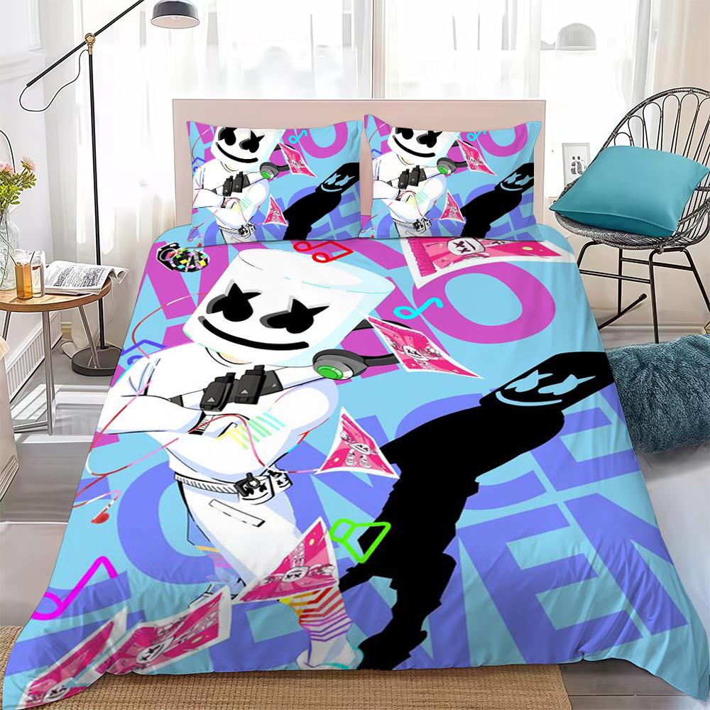 Dj-M-Marshmello Duvet Cover Set Home Style Bedding Soft Laundry Cotton Bed 3 Piece Set Student Dormitory Gift