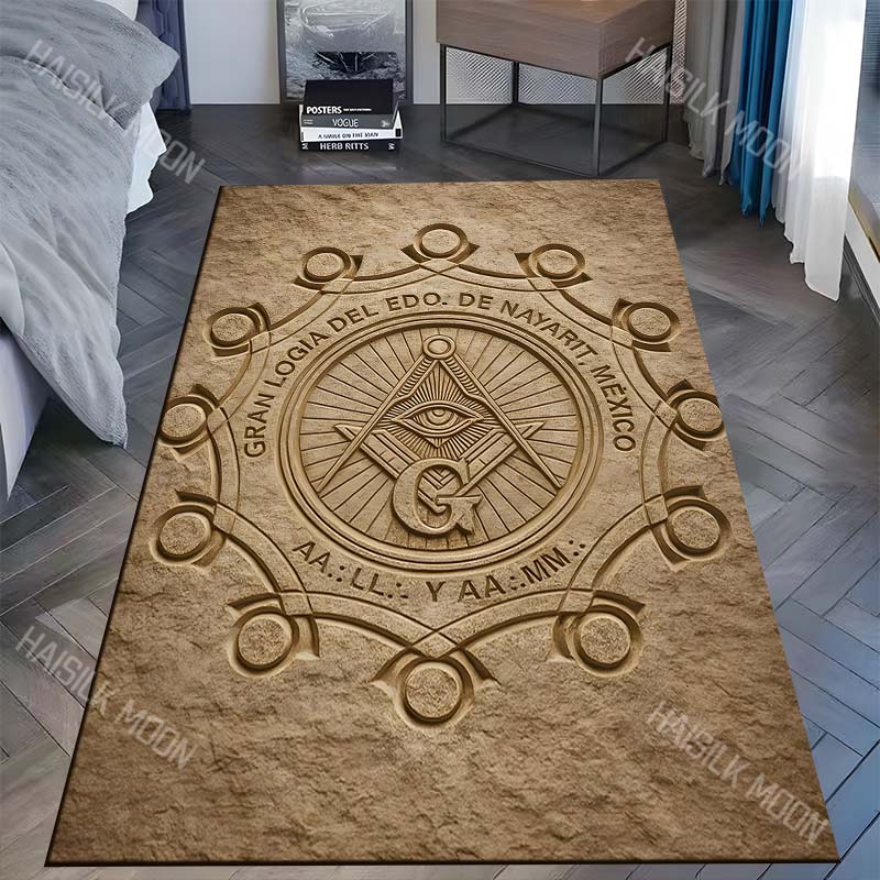 

Stone Emblem with Eye Design Carpet for Living Room Bedroom Sofa Home Decor Rus Non-slip Floor Mat Luxury Gift Multiple Sizes 40cm x 60cm
