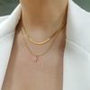 EManco Stainless Steel Diamond Initial Pendant Necklace Round Snake Chain Flat Snake Chain O Fine Chain Necklace