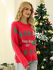 European & American Women's Red Christmas Tree Jacquard Knit Pullover Sweater - Long Sleeve, Autumn/Winter