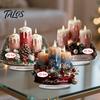 New Year Party Supplies Christmas Candle Ornament, 2D Flat Acrylic Ornament with Base, Tabletop Ornaments Snowman Reindeer Festive Table Centerpiece