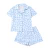 New women's pajamas printed lapel collar short-sleeved shorts European and American loungewear women pajamas
