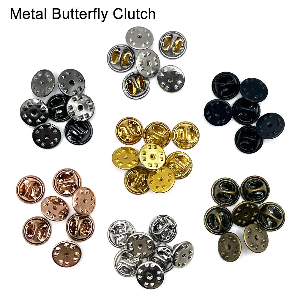 Factory Supply Brooch Accessories Round Blank Nail Locking Pin Metal Crafts Solid Brass Butterfly Clutch Pin Back