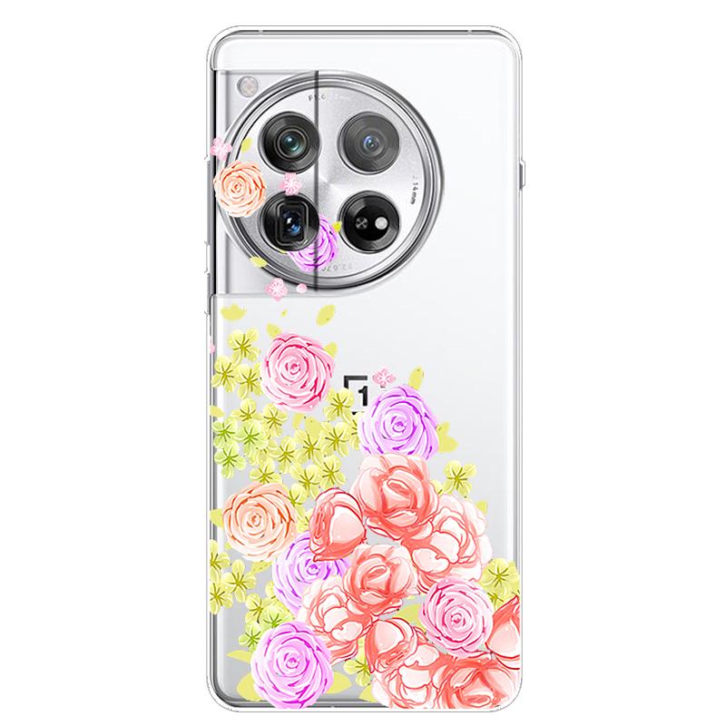 For OnePlus 12 Case 12R 5G Flower Clear TPU Soft Silicone Transparent Back Case for One plus 12R Cover on for Oneplus12 5G Coque