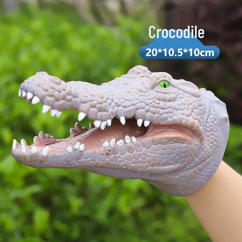 Dinosaur Hand Puppet Gloves - Soft Rubber Triceratops & T. Rex Simulation Toys for Kids