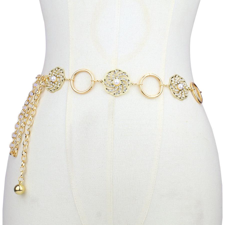 

Модная Металлическая Цепь на Тело с Полыми Круглыми Элементами для Мужчин и Женщин золотой