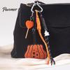 Halloween Pumpkin Keychain Faux Leather Pendant, Bag Charm with Key Ring Braided Rope, Decorative Accessory for Backpacks Handbags Purse