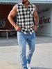 Cross-Border Men's Plaid Sleeveless Shirt with Tassel Design