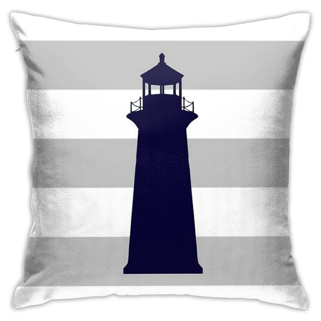 Nautical Compass Pillowcase Striped Cushion Cover Navy Blue Wind Rose Decor Coastal Throw Pillow for Living Room Bedroom
