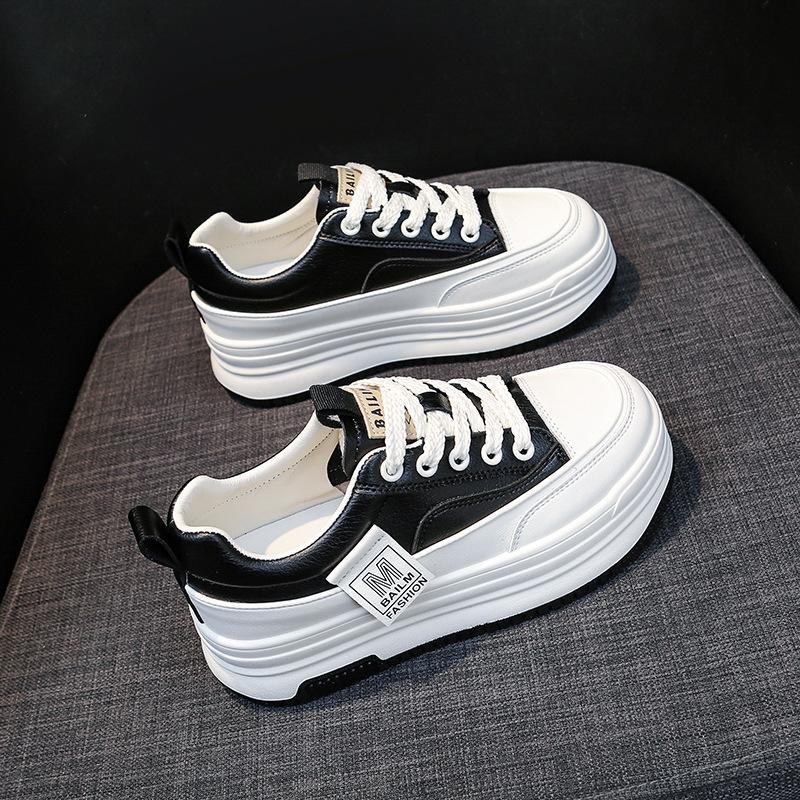 

Кожаные белые туфли, женские летние дышащие туфли, детская весенне-осенняя новая обувь на толстой подошве, увеличивающая рост, повседневная спортивная обувь для сноуборда 35