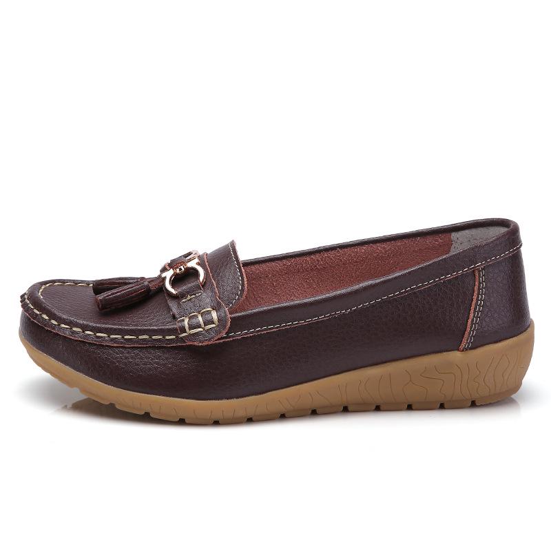 Women PU Leather Flats Soft Comfortable Driving Shoes Slip-on Mother Shoes Casual Walking Loafers Working Shoes