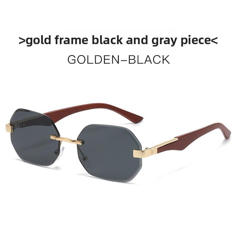 Uv400 Unisex Geometric Metal Frame Sunglasses With Green Lenses For Travel And Fashion