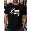 Camiseta para Hombre Tallas Grandes Corona de Rey Arrugada, Cuello Redondo, Manga Corta, Corte Regular, Verano