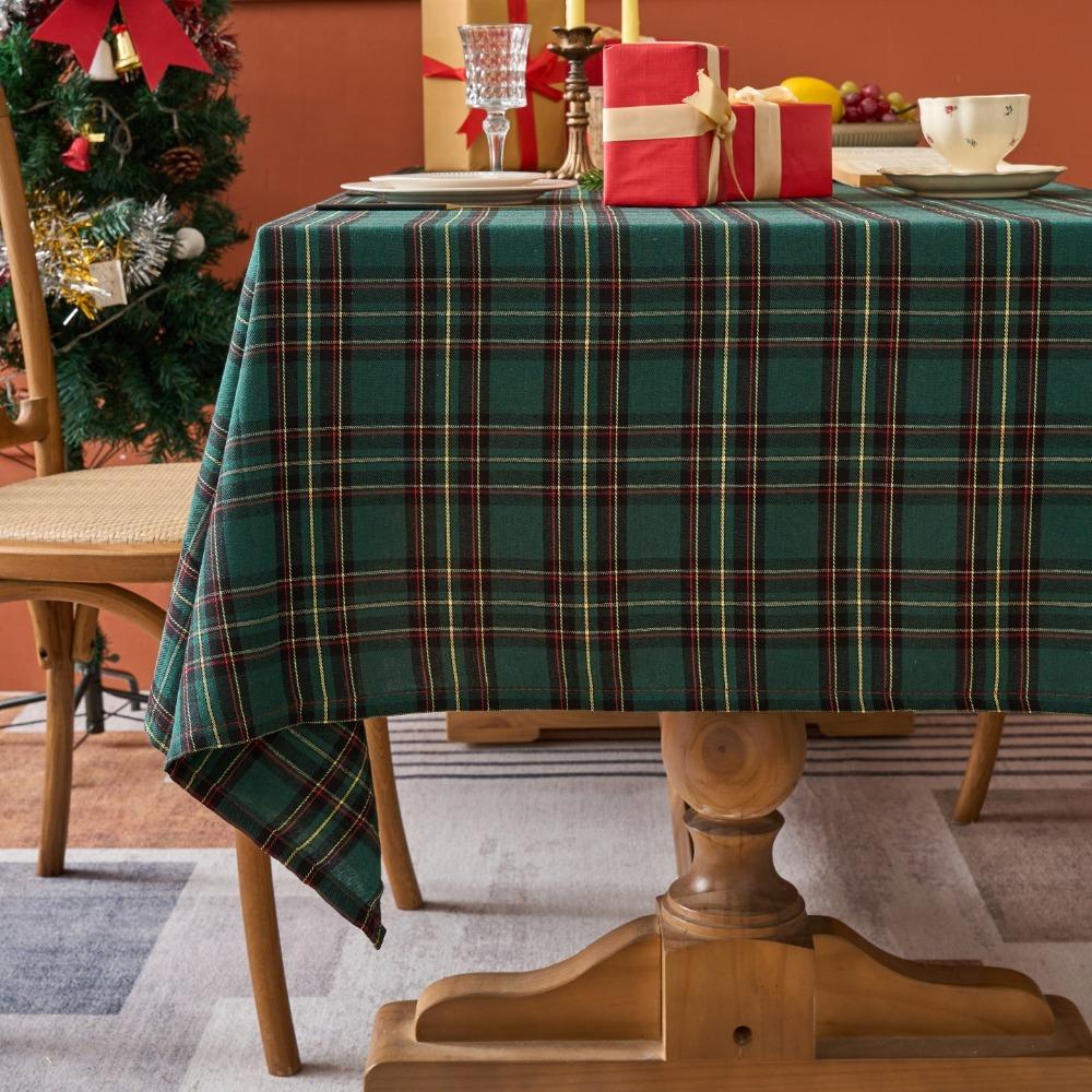 

Red Christmas Tablecloth Plaid Decorative Cloth Vintage Table Cover for Festive Dining Atmosphere 90cm*90cm