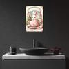 Charming Vintage Pink Teacup Rabbit Metal Sign for Patio, Kitchen, Bedroom & Outdoor Decor, Bunny Decor for Room Decor