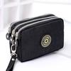 Monedero con múltiples ranuras y tres cremalleras para mujer, cartera de nailon con cordón de gran capacidad, accesorios de moda