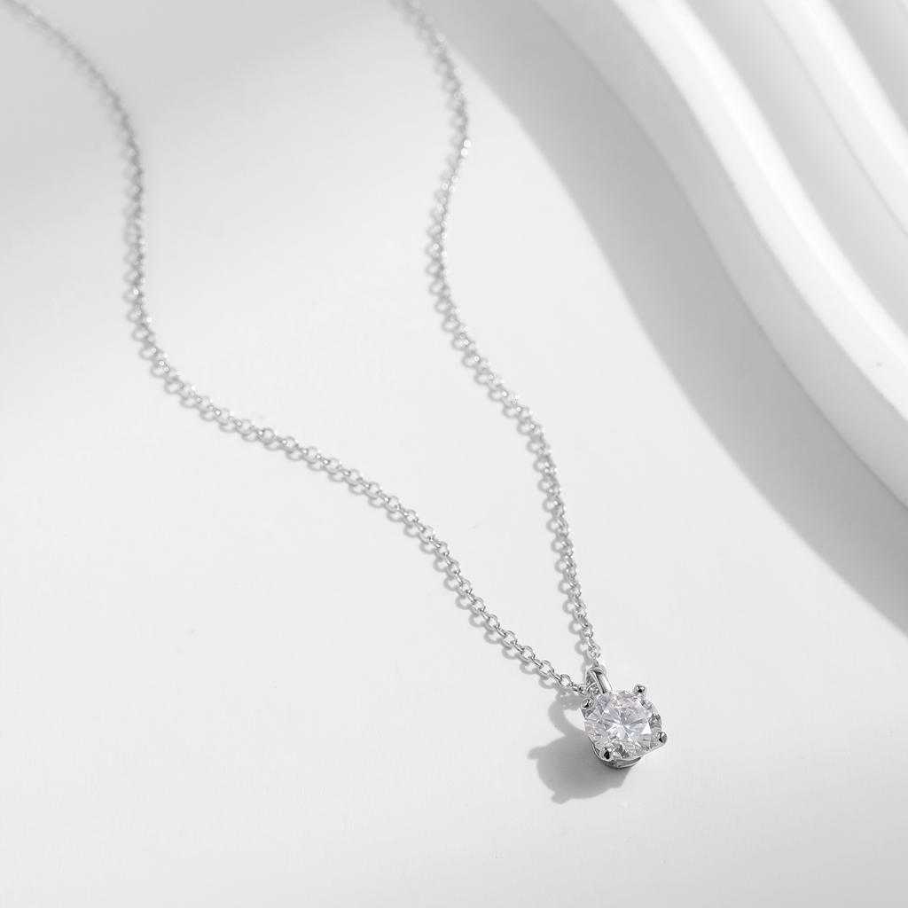 1CT Prong Setting Moissanite Necklace D color VVS1 Lab Diamond Pendant For Women 925 Sterling Silver Wedding Jewelry
