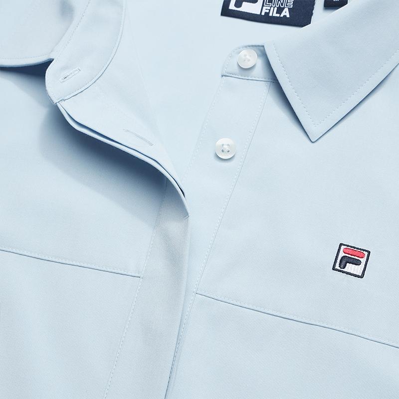 Fila Heritage Classic Simple Stretch Comfortable Loose Woven Long Sleeve Shirt Women Shirts F11W548406FLB