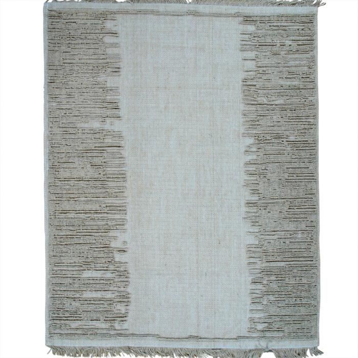 Handcrafted Natural Jute Rug Beige Reliefs 120x160