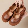 Fashion New Wide Toe Leather Shoes Women Mary Jane Flats Espadrilles Shoes Woman Vintage Loafer Roman Flats Ladies Fall Concise Moccasin