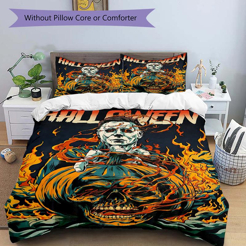 

3pcs Halloween Horror Printed Bedding Set, Soft and Comfortable Quilt Cover for Bedroom, Guest Room .H045 135x200cm