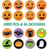 Halloween Stickers for Kids, 1000 Pcs Byhoo Halloween Pumpkin Bat Spider Stickers Roll, 16 Vibrant Colors and Designs, Round Seal Label Stickers,