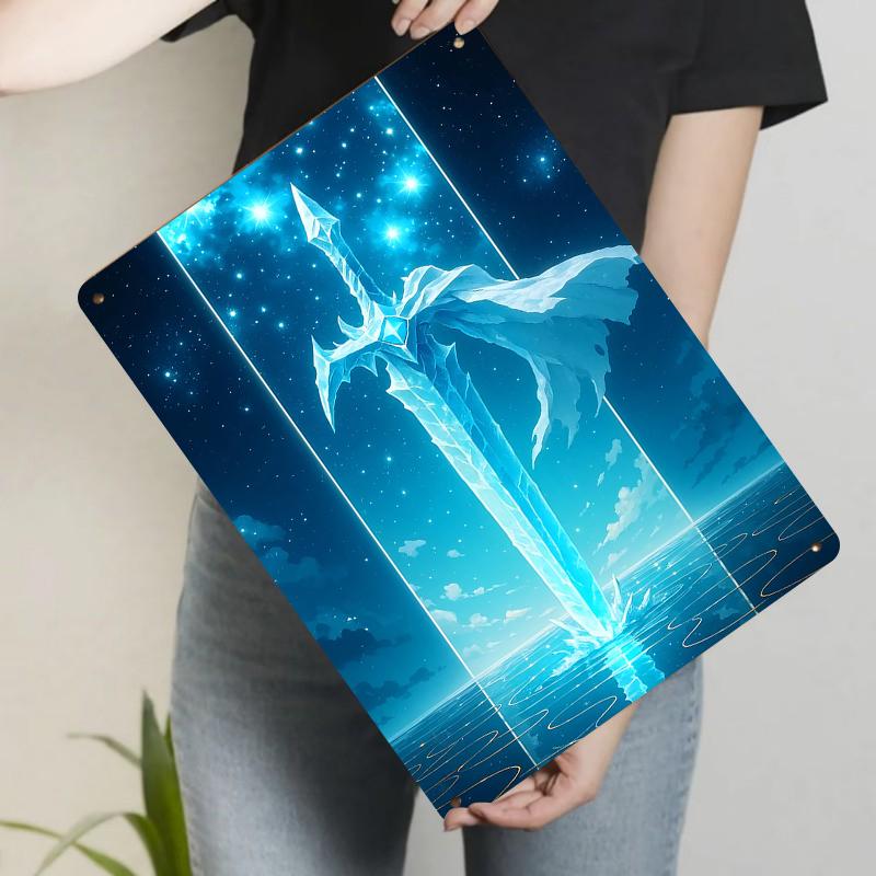 Icy Star Sacred Sword Metal Iron Painting Living Room Wall Art Fantasy Home Decorative Mural